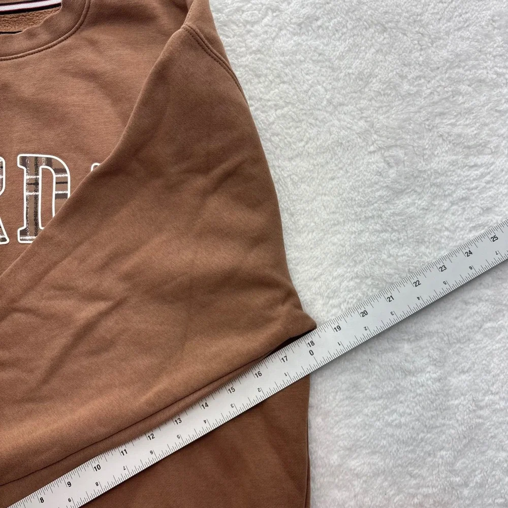Jordan Mens Tan Brown Plaid Graphic Fleece Crewneck Sweatshirt Medium C334